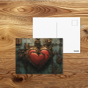 Steampunk Metal Heart Rivet Art Postcard