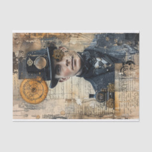 Steampunk Mixed Media with Victorian Man Tissue Paper