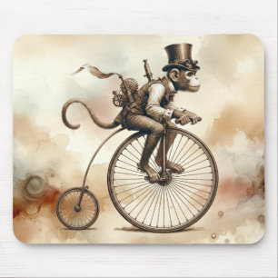 Steampunk Monkey Riding a Penny-farthing Bike Mouse Pad