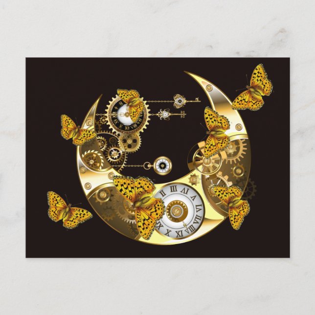 Steampunk Moon  postcard (Front)