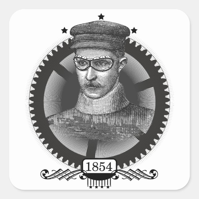 Steampunk Motorist Square Sticker (Front)