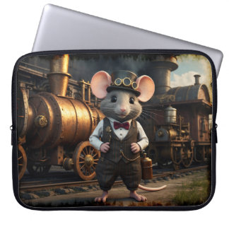Steampunk Mouse and Train Laptop Sleeve