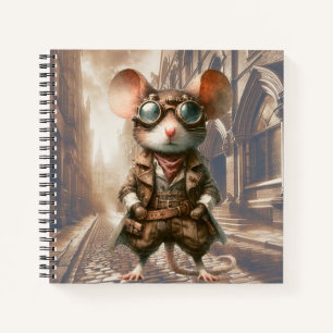 Steampunk Mouse in London Spiral Notebook