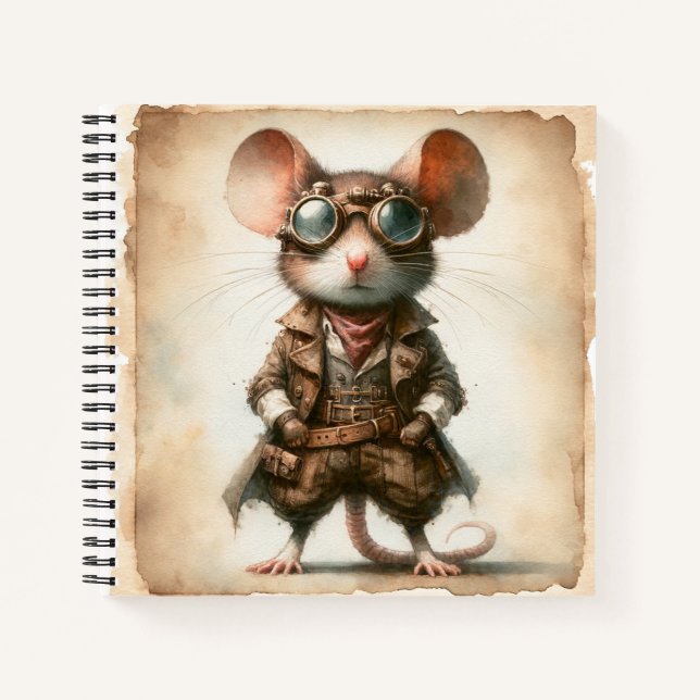 Steampunk Mouse Spiral Notebook (Front)