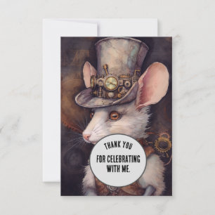 Steampunk Mouse Thank You Steampunk animal Custom Card