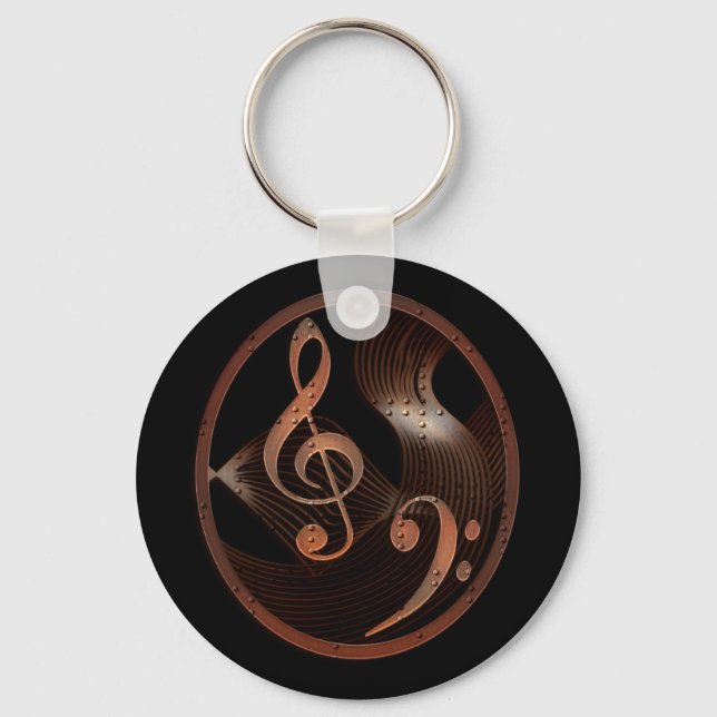 Steampunk Music Design Keychain (Front)