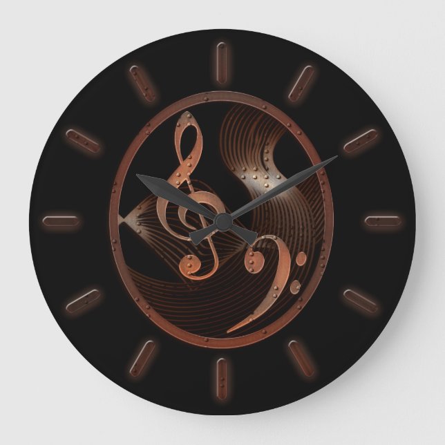 Steampunk Music design wall clock (Front)