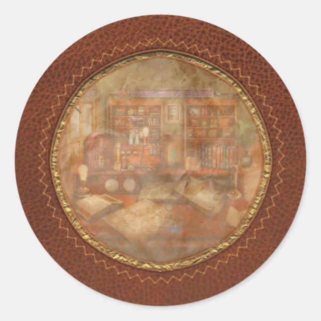 Steampunk - My busy study Classic Round Sticker (Front)