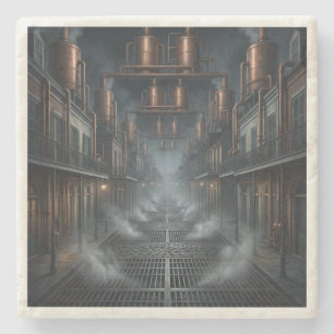 Steampunk New Orleans Industrial French Quarter Stone Coaster