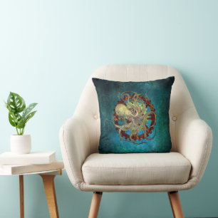 Steampunk Octopus & Clockwork Gears Cushion