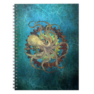 Steampunk Octopus & Clockwork Gears Notebook