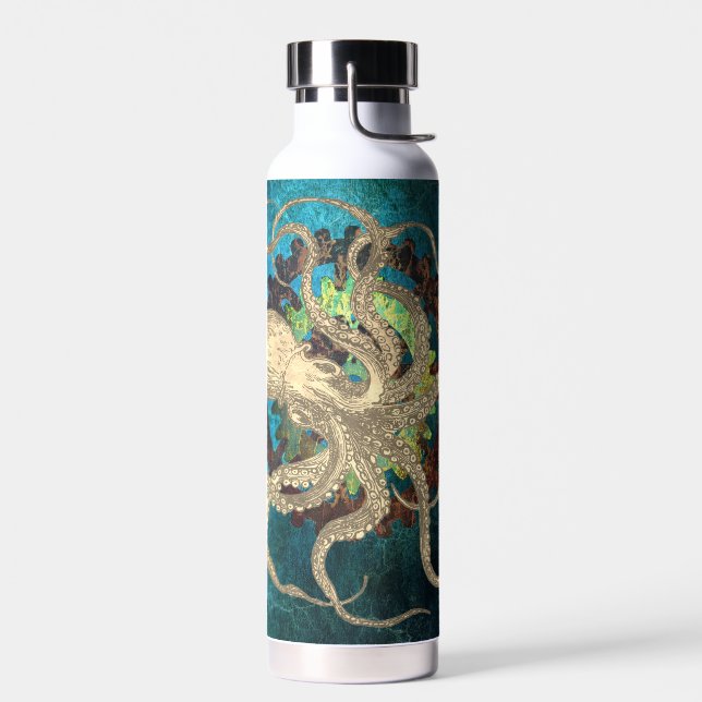 Steampunk Octopus & Clockwork  Water Bottle (Left)