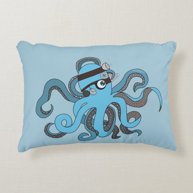 Steampunk octopus decorative cushion (Front)