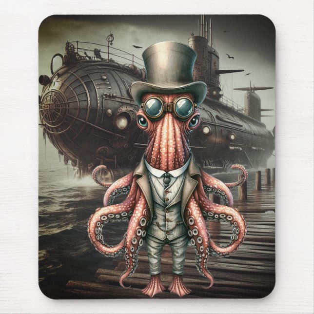 Steampunk Octopus  Mouse Pad (Front)
