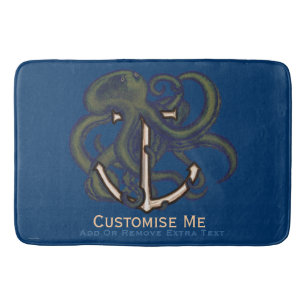 Steampunk Octopus Over Anchor Bath Mat