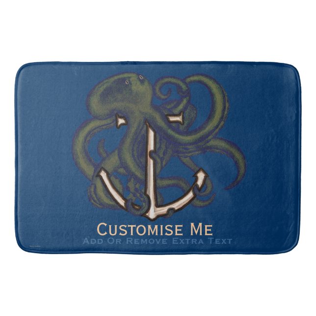 Steampunk Octopus Over Anchor Bath Mat (Front)