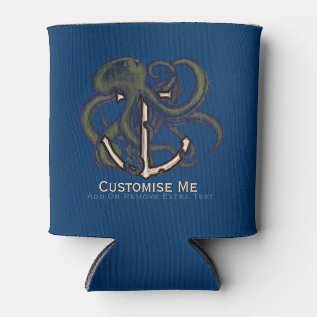 Steampunk Octopus Over Anchor Can Cooler (Front)