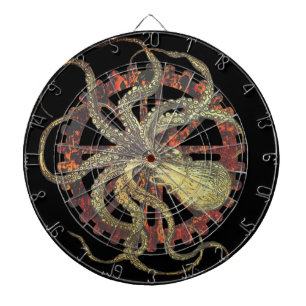 Steampunk Octopus & Rusty Clockwork Gear Dartboard