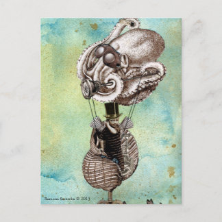 Steampunk Octopus Seacraft Postcard