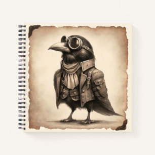 Steampunk Old Crow Photo Spiral Notebook