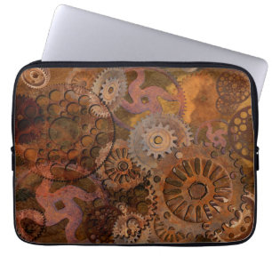 Steampunk Old Rusty Cogs & Gears Metal Effect Laptop Sleeve