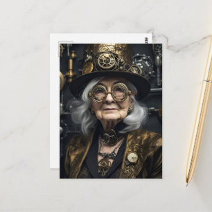 Steampunk Older Woman Postcard
