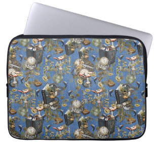 Steampunk on Blue Denim  Laptop Sleeve
