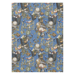 Steampunk on Blue Denim Tablecloth
