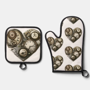 "Steampunk" Oven Mitt & Pot Holder Set