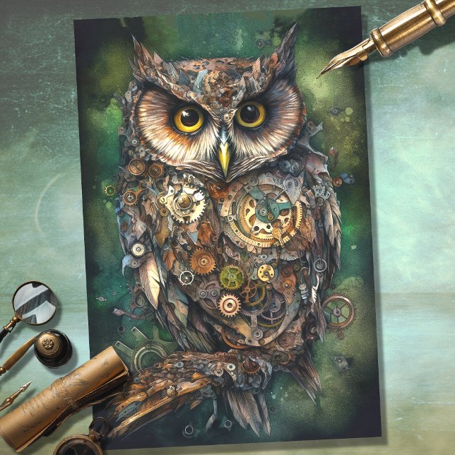 Steampunk Owl 1 Decoupage Paper (Creator Uploaded)
