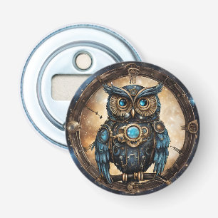 Steampunk Owl Against the Galactic Sky Bottle Opener