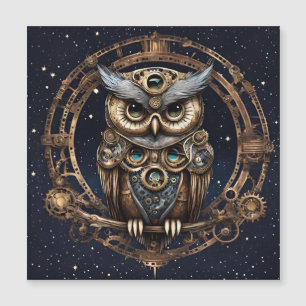 Steampunk Owl Against the Starry Sky Magnetic Invitation