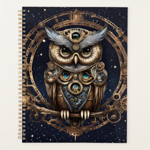 Steampunk Owl Against the Starry Sky Planner