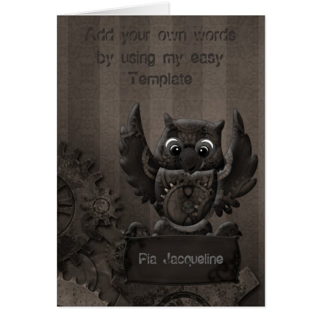 Steampunk Owl Card (Front)