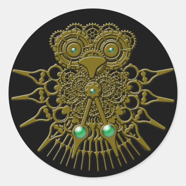 Steampunk Owl Classic Round Sticker (Front)