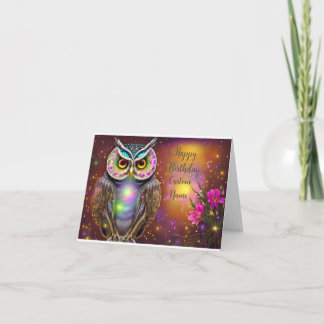 Steampunk Owl Customisable Birthday Card 