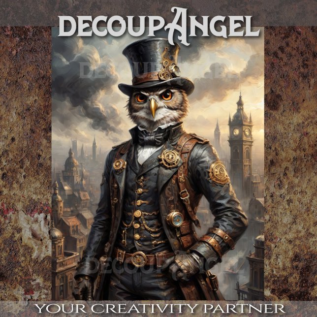 Steampunk Owl -Decoupage- Tissue Paper (Creator Uploaded)