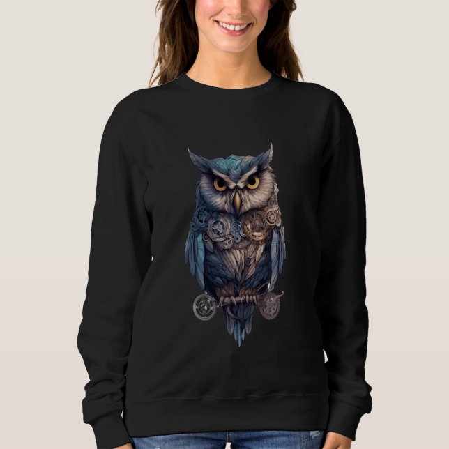 Steampunk Owl Mechanical Bird Robot Owls Sweatshirt (Front)