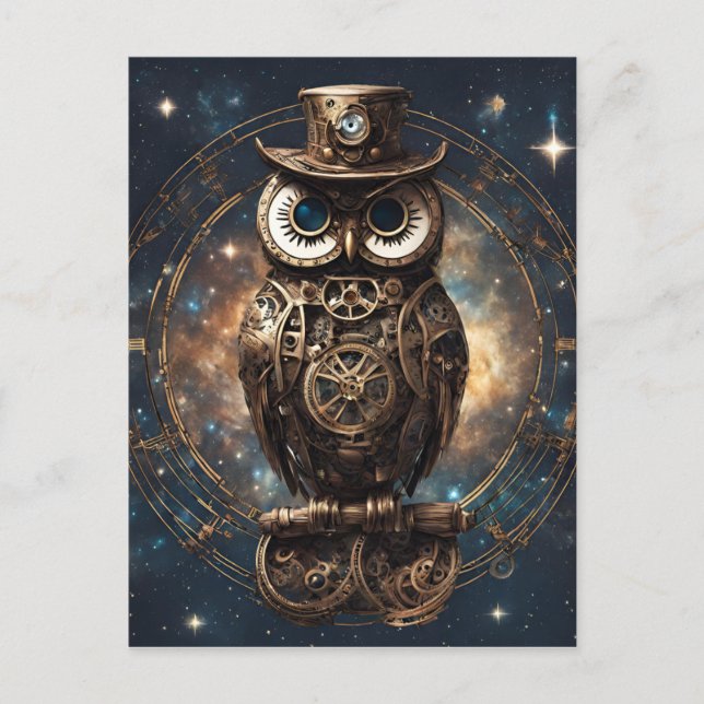 Steampunk Owl  Postcard (Front)