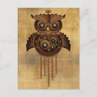 Steampunk Owl Vintage Style Postcards
