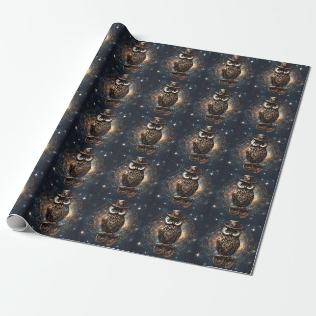 Steampunk Owl  Wrapping Paper (Unrolled)