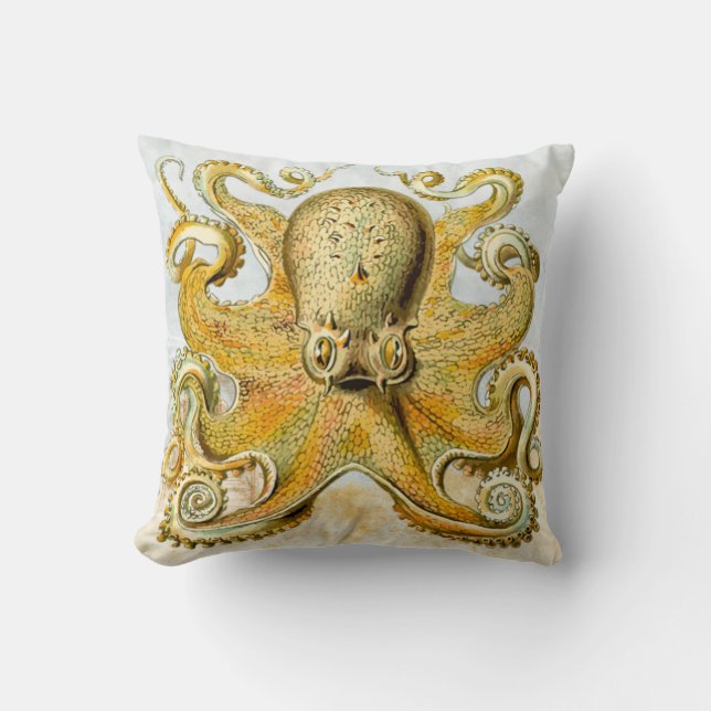 Steampunk Painted Nautical Octopus Kraken Squid Cushion (Front)