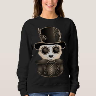 Steampunk Panda with Hat and Glasses Antique Look Sweatshirt