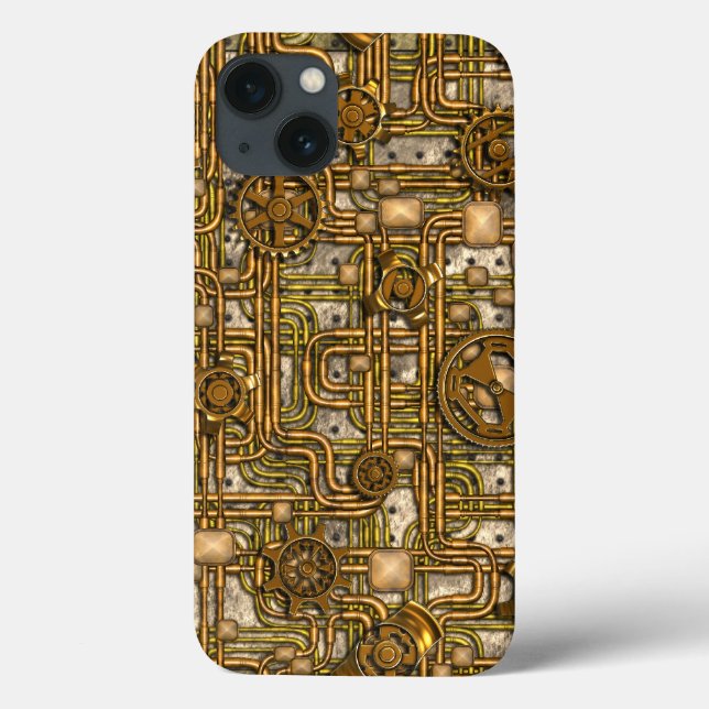 Steampunk Panel - Gears and Pipes - Brass Case-Mate iPhone Case (Back)