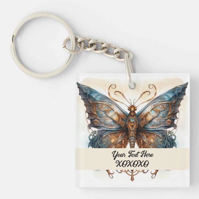 Steampunk party butterfly key ring (Front)