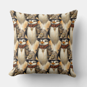 Steampunk Penguin 1 Pattern Cushion