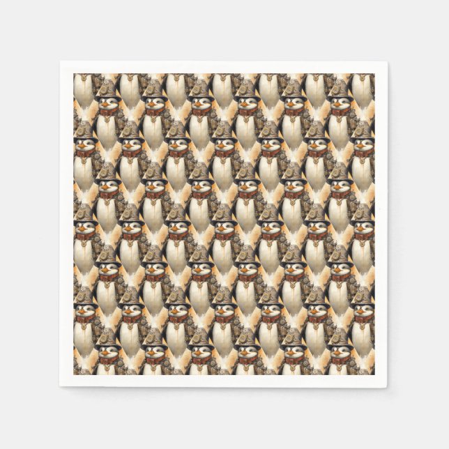 Steampunk Penguin 1 Pattern Napkin (Front)