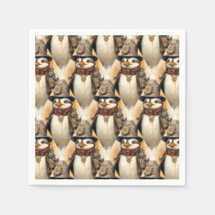 Steampunk Penguin 1 Pattern Napkin