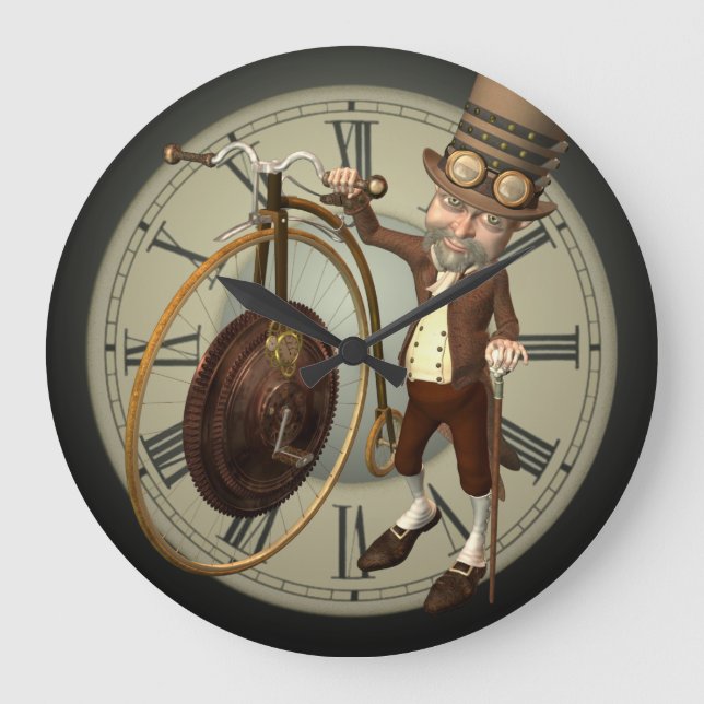 Steampunk Penny Farthing Large Clock (Front)