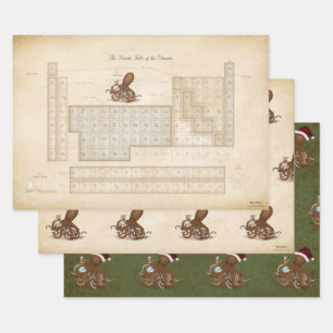 Steampunk Periodic Table Octopus Decoupage Crafts Wrapping Paper Sheet